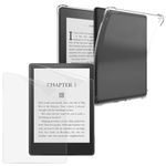 Clear Case and Screen Protector Compatible for 6'' Kindle Paperwhite 2018 Release Soft Flexible TPU Cover and PET Protective Film