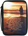 Footprints Golden Brown Large Print Nylon Zippered Bible Case Cover