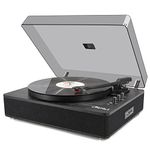 LP&No.1 Wireless Record Player with Stereo Speakers, 3-Speed Belt-Drive Turntable for Vinyl Records with Wireless Playback and Auto-Stop(Black Wood)