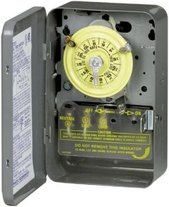 ​​Intermatic T104 Electromechanical Timer Switch - Proven Durability, 40A Load Capacity, Versatile Scheduling, 1-12 Cycles Per Day - Manual Override, Tripper Included for Reliable Time-Based Control