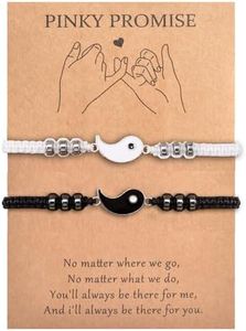 MANVEN Pulsera de mejor amiga Pinky Promise a juego de larga distancia amistad yin y yang pulseras regalo para 2 niñas mujeres amigas