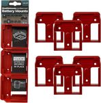 Stealthmounts - Battery Mounts for Makita 18v | Wall Mount Holder for Batteries | ABS Plastic | Perfect Battery Organizer for Workshops, Truck Pannels & Shelves | Available in Red Colour - 6 Pack