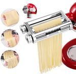 FavorKit Pasta Maker Attachment 3 in 1 Set Compatible for KitchenAid Mixers Plus Hub Knob Screw Accessory Included Pasta Sheet Roller, Spaghetti Cutter, Fettuccine Cutter Maker and Cleaning Brush