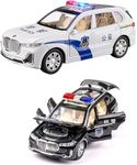 VARIYA ENTERPRISE Metal Pull Back Diecast Car Suv 1:24 Big Bmw X7 Police Pull Back Car Model With Sound Light Boys Gifts Toys For Kids?Pack Of 1?,Multicolor