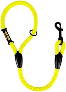 Correa Adiestramiento Perro Corta para Perros Grandes Pequeños Medianos. Correa Antitirones Perro Nylon Redonda. Hecho en España. 60cm. Amarillo.