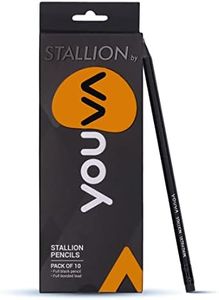 YOUVA Navneet Stallion Pencil With Eraser Tip For Students And Professionals | Dark Black Writing Pencil | Pack Of 10