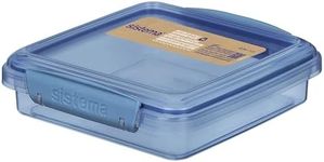 Sistema Ocean Bound Plastic Sandwich Box, 450 mL Food Storage Container and Lunch Box, BPA-Free, Made Using Recycled Plastic, Teal or Blue (Not Selectable)