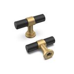 goldenwarm 10 Pack Black and Gold Cabinet Knobs Drawer Knobs Matte Gold and Black - Stainless Steel Cabinet Pulls and Knobs Kitchen Cabinet Handles Single Hole