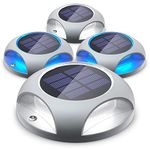 Siedinlar Solar Decking Lights Outdoor Solar Powered Deck Lights Waterproof Solar Ground Lights Solar Lights Outdoor Garden for Pathway Driveway Step Dock 4 Pack (Cool White/Blue)