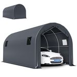 Outsunny 10' x 19' Heavy Duty Carport, Portable Garage Car Canopy Tent Shelter with Roll-up Door, 4 Windows, Reinforced Galvanized Frame, Tension Cord for Car, Truck, Dark Grey