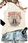 LANMERTREE Country Music and Beer Summer Recerback Tank Tops for Women Funny Graphic Camis Vacation Workout Tanks Shirt, Beige, XX-Large