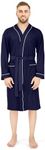 NY Threads Luxurious Men's Cotton Robe Knit Bathrobe (Large, Navy)