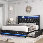 HIFIT Queen LED Bed Frame with Char