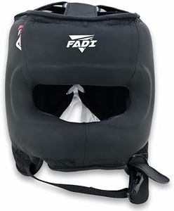Fadi Sports Authentic Series A1 Boxing Headgear - Pure Leather Head Guard for Kids and Adults in MMA, Kickboxing, Muay Thai, Karate, Martial Arts and Taekwondo (Black, L/XL)