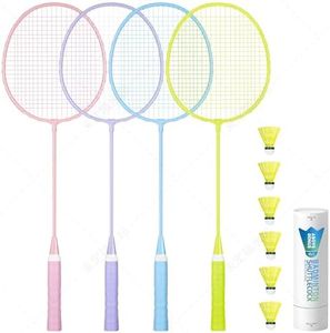 AboveGenius Badminton Rackets Set, 2/4 Color Lightweight Badminton Set Includ 2/4 PCS Rackets, 2/6 Birdies, Outdoor Backyard Games, Racquets for Family Beginner(4 Color 4 Rackets 6 Birdies)
