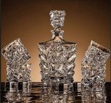 Vilon 5 Pcs Set 1 Decenter with 4 Pcs Glass Whisky Decanter Bottle Set with Glasses, Pieces, Glas Decanters with Tumblers for, Liquor, Scotch, Decanter - 850ml, Glass - 300 ml,Design