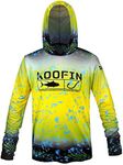 KOOFIN GEAR Performance Fishing Hoodie UPF 50 Sunblock Shirt Long Sleeve Quick-Dry Loose Fit Fade Pattern, Yellow, X-Large