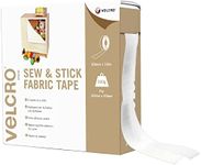 VELCRO® Brand | Sew & Stick Fabric Tape | Cut-to-Length Strong Hook & Loop Self Adhesive Sticky Tape Perfect for Crafting, Clothing Repairs & Hemming | White | 20mm x 10m