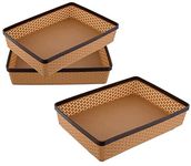 Ski Fashion A4 Plastic Basket Stationary Office Tray, File Tray, Document Tray, Paper Tray A4 Documents/Papers/Letters/folders Holder Desk Organizer Set 3 (Light Brown)