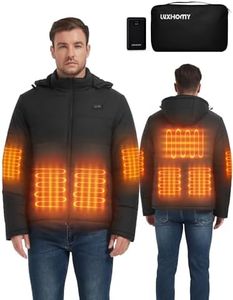 LUXHOMY Beheizbare Jacke mit 7.4V 16000mAh Akku, Beheizte Jacke für Herren Damen, 7 Heizzonen Heizjacke mit Powerbank, Wärmejacke mit Abnehmbarer Kapuze