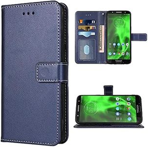 FDCWTSH Compatible with Moto G6 Plus Wallet Case Leather Flip Cover Card Holder Stand Cell Accessories Phone Cases for Motorola G6+ MotoG6Plus Moto6 G 6 + 6G G6Plus Women Men Blue