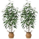 Ferrgoal Artificial Eucalyptus Tree 47 Inch Tree Fake Plant in Pot Tall Faux Plants Artificial Trees for Indoor Outdoor Lifelike Home Decora 2 Pack