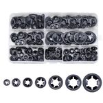 Beenlen 280 PCS Internal Tooth Star-Lock Washers, Push On Speed Clips Fasteners Assortment Kit Black Quick Speed Locking Washers Set -7 Size(M3/ M4/ M5/ M6/ M8/ M10/ M12)