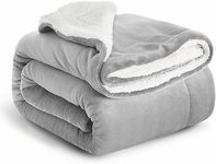 Imperial Rooms Sherpa Fleece Blanket Bed Throws Blankets For Sofas Soft Fluffy Thick Blanket Reversible Microfiber Throw (Silver, Double (150 x 200 Cm))