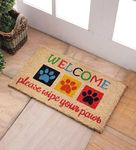 SWHF Doormat Mat for Front Door Entrance, Entryway Doormat with Non-Slip PVC Backing for Outdoor and Indoor Use, 14 x 24 Inch Coir Door Mats for Front Porch- Welcome Please Wipe Your Paws (Multi)