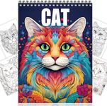 Cat Coloring Book for Adults Spiral Bound, One Sided Design Cat Adult Coloring Book Spiral Bound for Women Cat Coloring Book Anxiety Therapy Thick Paper - 30 Pages for Stress Relief and Relaxation