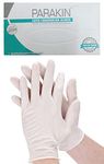 PARAKIN Disposable Latex Non Sterile Examination Hand Gloves Pack of 100, Medium Size, Creamy White, Less Powdered, Meets with ASTM standards