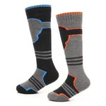 A2Z 4 Kids Boys Thermal Ski Socks for Winter Outdoor Activities - Socks AZ8611 Grey 2 Pack 7-10