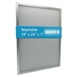 Washable Electrostatic Furnace Air Filter, MERV 8, (18" x 24" x 1") Aluminum Reusable Filter for Furnace, Central AC, and HVAC System