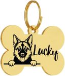 Dog Tags Personalized with Breed Design - Custom Dog Tags for Pets - Dog ID Tags Personalized for Pets - Stainless Steel Dog Collar Tag - Pet Name Tags for Dogs (Bone, Gold)