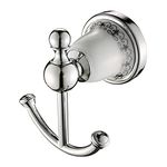 A&T Robe Hook, Clothes Hook, zinc & Ceramic Construction with Chrome Finish, Bathroom Hook Wall Mounted Ceramic Bathroom Accessories