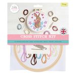 Simply Make Cross Stitch Kit, Bunny, Multicoloured, Single Craft Kit, Cross Stitch Kits for Adults, Sewing Kit and Embroidery Kit for Home Crafts, Embroidery Threads Included