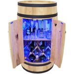 weeco - Barrel Bar with Door and Wine Holder RGB LED Lighting - Wine Rack Home Bar Wine Rack 80 cm Rustic Decorative Bar Cabinet Wine Stand Draft Beer Whisky Bar Bottle Stand - Wooden Barrel