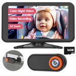 Luckview Baby Car Camera Full-Color Night Vision 5.2'' Car Camera for Baby with Video Recording Function TF Card 3X Zoom in Closer 1080P Car Baby Camera 360° Rotation for Rear Facing Seat 3 Kids (BM3)