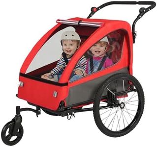 Sepnine 2-in-1 Kids Bike Trailer and Stroller with Suspension – Bike Trailer for 1 to 2 Children, Jogging Function, Foldable, 5-Point Harness, Spacious Storage, with Bug Screen and Weather Shield