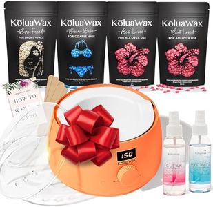 KoluaWax Premium Waxing Kit for Women - Hot Melt Hard Wax Warmer for Hair Removal, Eyebrow, Bikini, Legs, Face, Brazilian Wax - Machine, 4-Pack Beads, Accessories, Peach Fuzz