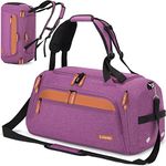 Gym Bag with Shoes Compartment and Wet Pocket; 38L Sport Travel Duffel Bag for Men and Women; Weekender Overnight Bag with Shoulder Strap for Travel, Gym, Yoga (Purple)