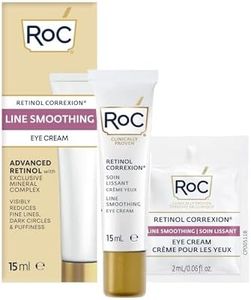 RoC Retinol Correxion Under Eye Cream for Dark Circles & Puffiness, Daily Wrinkle Cream, Anti Aging Line Smoothing Skin Care Treatment for Women and Men, with Retinol Eye Cream Packette