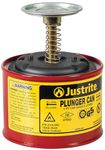 Justrite 10008 1 Pint, 5.25" H, 4 7/8" O.D, Premium Coated Steel Plunger Can with Brass and Ryton Pump Assembly