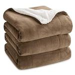 Bedsure Sherpa Fleece Throw Blanket King Size - Thick and Warm, Fluffy Microfiber Solid & Soft Blankets for Bed and Couch, Camel, 230x270cm