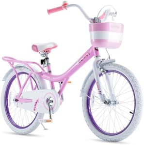 RoyalBaby Princess Girl Children's Bicycle Outdoor Ride-On Bike with Kickstand, Adjustable Seat, and Basket, 20 Inch, Bunny/Pink-Purple