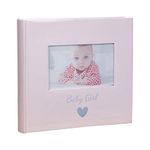 Photo Album 160 4x6 Landscape Pictures - Pink Baby Girl Slip in Photos with Personalising Window