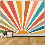 SparkLia Sun Tapestry Vintage Boho Wall Hanging Hippie Retro 70s Sunrise Sunset Home Decor Abstract Geometric Wall Art for Bedroom, Living Room - 51.2" x 59.1" - Rainbow