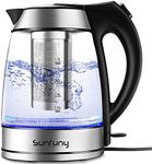Electric Glass Water Kettle with Filter Tea Infuser, 1.7Liter Cordless Tea Kettles 2200W Fast Boil Hot Water Boiler Heater LED Illuminated with Stainless Steel Lid, Auto Shut-Off for Home, Gift
