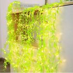 BHAGYA Leaf Curtain Lights, Artificial Vines Curtain Lights, Fake Greenery Leaves with Lights for Wedding Party Backdrop Baby Shower Diwali Home Decoration, LED, Plastic, 10 Meter