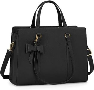 Laptop Bag for Women 15.6 inch Laptop Tote Bag Waterproof Leather Computer Bag Large Lightweight Briefcase Professional Business Office Work Bag Black